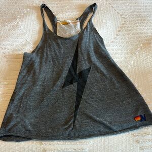 Gray Tank Top with Black Lightning Bolt